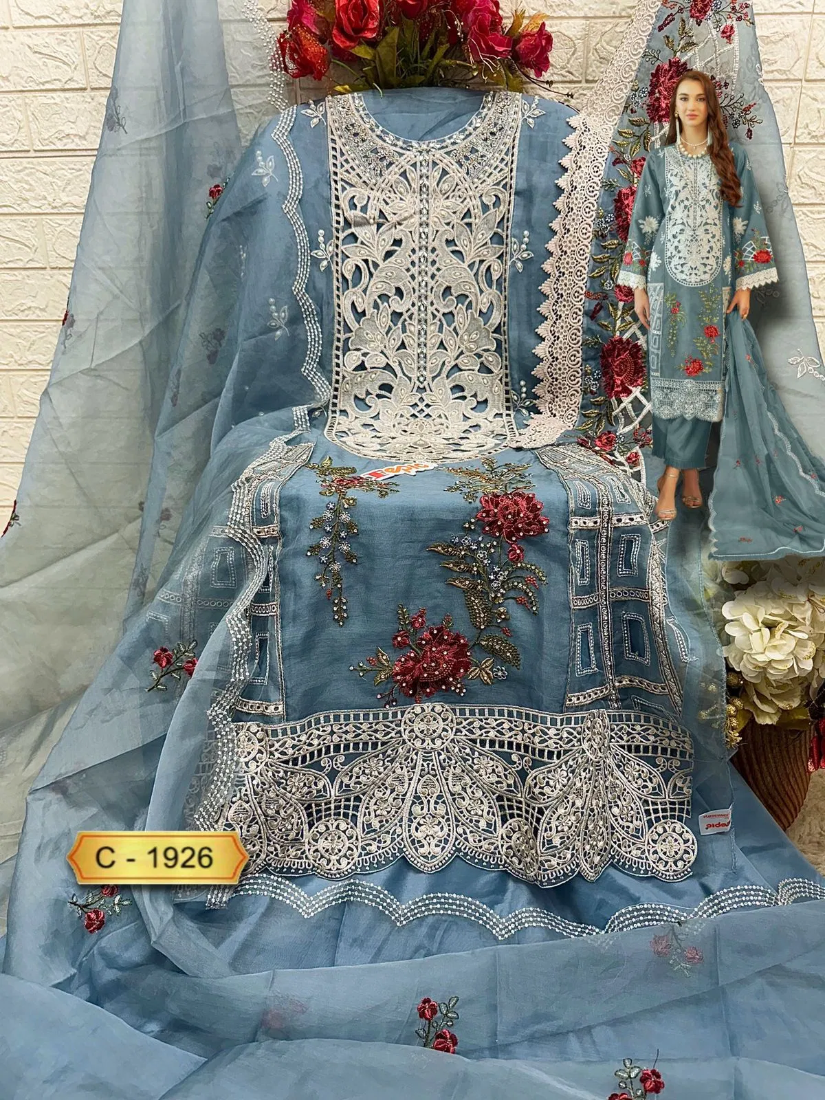 C 1926 Rosemeen By Fepic Organza Embroidery Pakistani Suits Suppliers In India